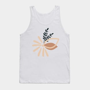 Minimalist Abstract  Flower Leaves Cute Warm Colours Pink  design Tank Top